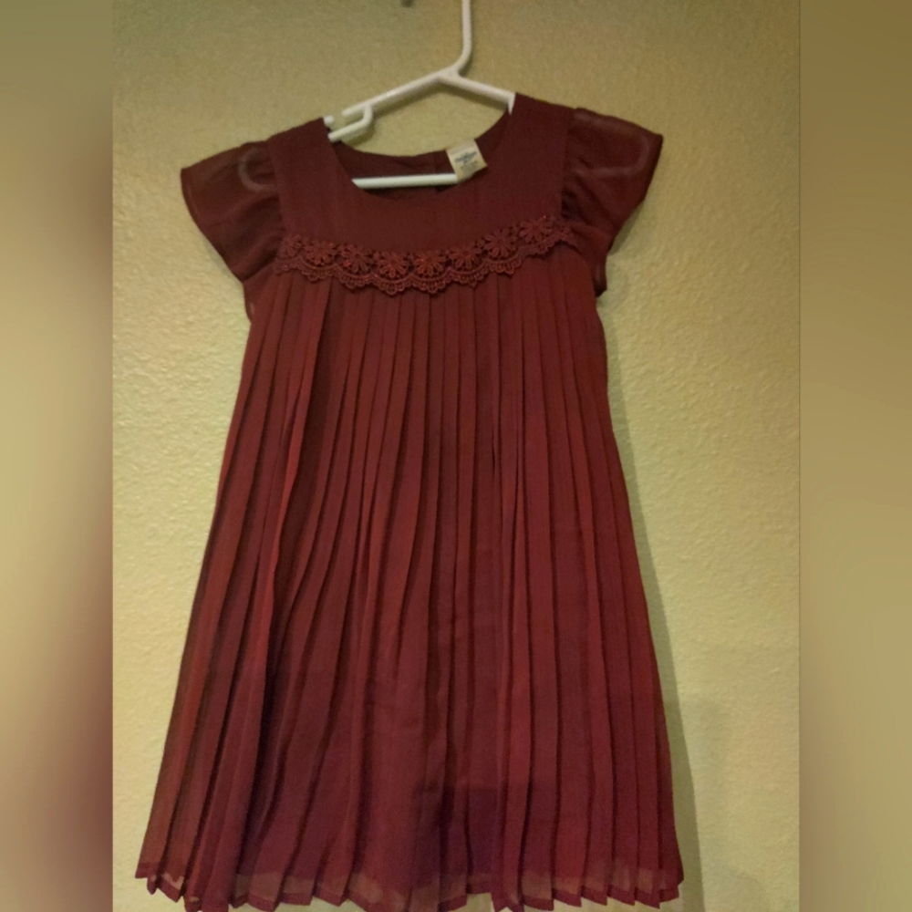 Girls OSHKOSH pleated Burgandy  dress